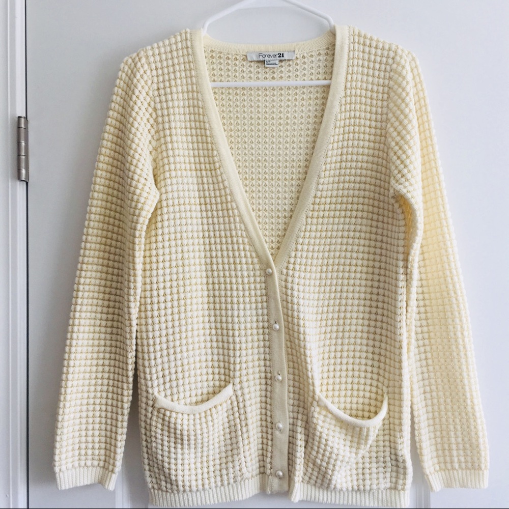 Forever 21 Gold Ivory Cardigan